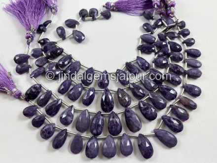 Charoite Faceted Long Pear Beads